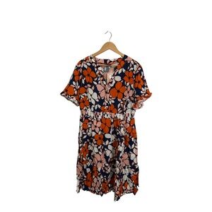 BloomChic Navy and Orange Floral Mini Dress